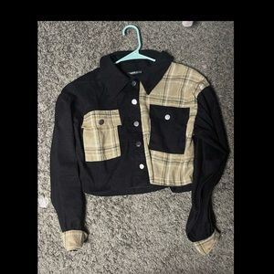checked short corduroy jacket